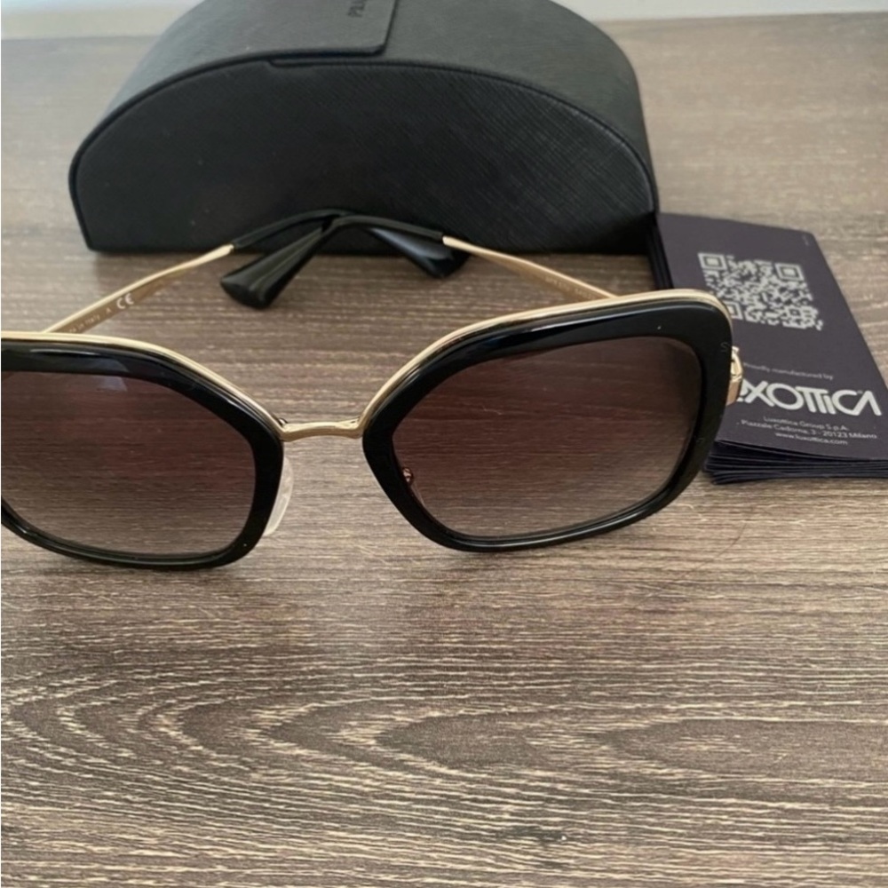 Prada Women's Black and Gold Sunglasses